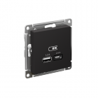 Розетка USB AtlasDesign тип A+C 5В/2.4А 2х5В/1.2А механизм карбон SE ATN001039