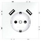 Розетка 1-м СП S70 16А с USB A+A с заземл. защ. шторки механизм бел. матов. Voltum VLS040402