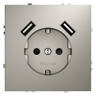 Розетка 1-м СП S70 16А с USB A+A с заземл. защ. шторки механизм кашемир Voltum VLS040403