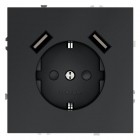 Розетка 1-м СП S70 16А с USB A+A с заземл. защ. шторки механизм графит Voltum VLS040407