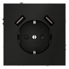 Розетка 1-м СП S70 16А с USB A+A с заземл. защ. шторки механизм черн. матов. Voltum VLS040408