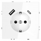 Розетка 1-м СП S70 16А с USB тип A+С механизм с заземл. защ. шторки бел. глянцевый Voltum VLS040501