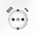 Розетка 1-м СП S70 16А с USB A+С с заземл. защ. шторки механизм бел. матов. Voltum VLS040502