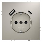 Розетка 1-м СП S70 16А с USB A+С с заземл. защ. шторки механизм кашемир Voltum VLS040503