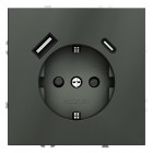 Розетка 1-м СП S70 16А с USB A+С с заземл. защ. шторки механизм титан Voltum VLS040506