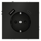 Розетка 1-м СП S70 16А с USB A+С с заземл. защ. шторки механизм черн. матов. Voltum VLS040508