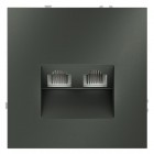 Розетка компьютерная 2-м СП S70 RJ45 + RJ45 кат.6 механизм титан Voltum VLS060206