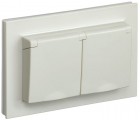 Розетка 2-м СП BRITE РСбш12-3-44-БрКр 16А в сборе IP44 с крышкой беж. IEK BR-R26-16-44-K10-F