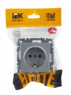 Розетка BRITE РС11-1-0-БрА 16А с заземл. без защ. шторки алюм. IEK BR-R11-16-K47