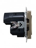 Розетка BRITE РЮш11-1-БрШ 16А с USB A+C 18Вт с заземл. защ. шторки шампань IEK BR-R14-16-U22-018-K37
