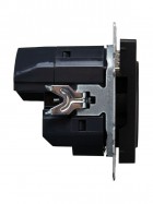 Розетка BRITE РЮш10-2-БрЧ 16А с USB A+A 3.1А с заземл. защ. шторки черн. IEK BR-R14-16-U21-D31-K02