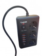 Удлинитель с сетевым фильтром 3х1.5м 10А 4USB + 2USBC 2500Вт ПВС 3х1 прямоуг. черн. КОСМОС FKsm1.5m-3gPF(B)USB