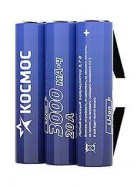 Аккумулятор Li-ion 18650 3000мА.ч без защиты с выводами под пайку (уп.3шт) КОСМОС KOC18650Li30PAS3