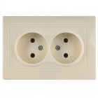 Розетка 2-м СП Кварта 10А IP20 без заземл. крем. ИЭК ERK23-K33-10-DM