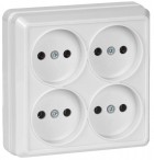 Розетка 4-м ОП Октава 10А IP20 без заземл. бел. ИЭК ERO40-K01-10-DC