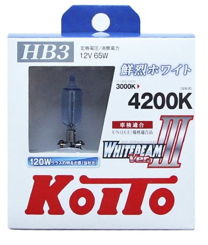 Автолампы KOITO P0756W HB3, 65W WHITEBEAM III 4200К (2 шт.) koito_hb3wb3