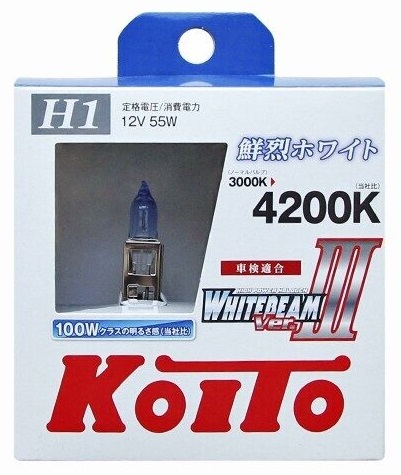 Автолампы KOITO P0751W H1, 55W WHITEBEAM III 4200К (2 шт.) P0751W