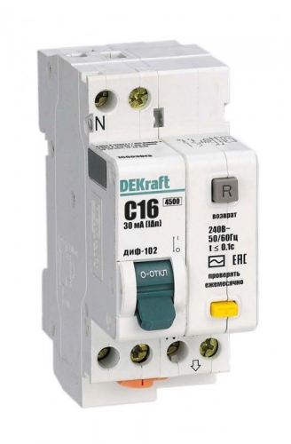 Выключатель автоматический дифференциального тока 2п (1P+N) C 16А 30мА тип AC 4.5кА ДИФ-102 2мод. SchE 16003DEK 16003DEK