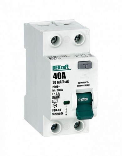 Выключатель дифференциального тока 2P 40А 30мА тип AC 6кА УЗО-03 SchE 14209DEK 14209DEK