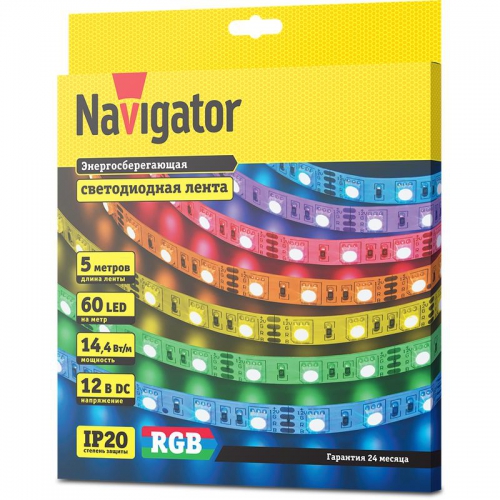 Лента светодиодная 80 300 NLS-5050RGB60-14.4-IP20-12V R5 (уп.5м) Navigator 80300 80300