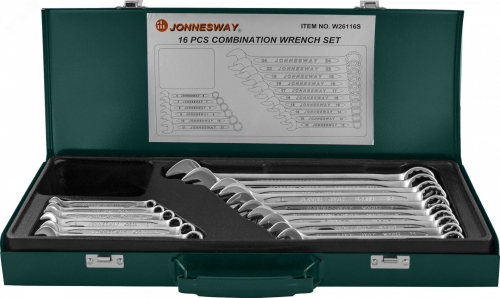 Набор ключей гаечных комбинированных в кейсе, 6-24 мм, 16 предметов Jonnesway W26116S W26116S