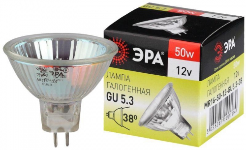 Лампа галогенная GU5.3-MR16-50W-12V-Cl ЭРА C0027358 C0027358