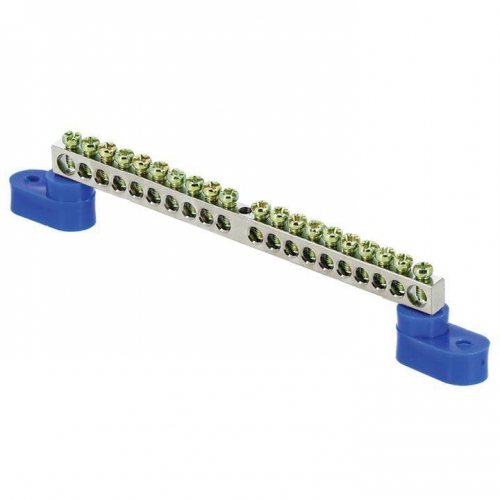 Шина нулевая N 6х9 20 отверст. цинк 2 син. угловых изолятора PROxima EKF sn1-63-20-2 sn1-63-20-2