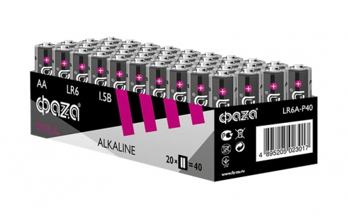 Элемент питания алкалиновый AA/LR6 1.5В Alkaline Pack-40 (уп.40шт) ФАZА 5023017 5023017