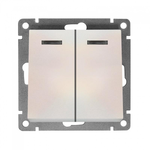 Выключатель 2-кл. СП Афина 10А IP20 с подсветкой механизм жемчуг Universal A0123-OBr A0123-OBr