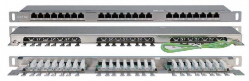 Патч-панель 19дюйм 0.5U кат.5E 24 порта RJ45 Dual IDC PPHD-19-24-8P8C-C5E-SH-110D высок. плотности Hyperline 244077 244077