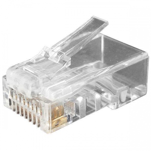 Разъем PLUG-8P8C-U-C6-100 RJ45 (8P8C) под витую пару кат.6 (50/50микродюйм) универс. (для ож и мж кабеля) (уп.100шт) Hyperline 49367 49367