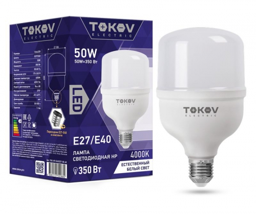 Лампа светодиодная 50Вт HP 4000К Е40/Е27 176-264В TOKOV ELECTRIC TKE-HP-E40/E27-50-4K TKE-HP-E40/E27-50-4K