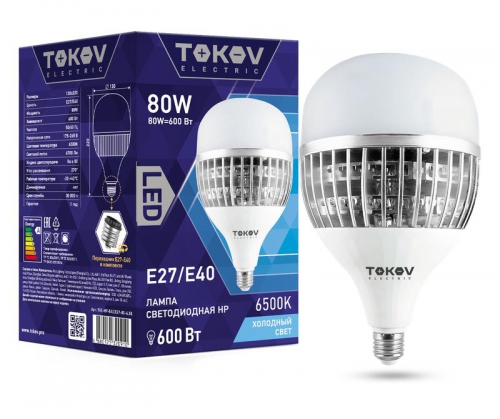 Лампа светодиодная 80Вт HP 6500К Е40/Е27 176-264В TOKOV ELECTRIC TKE-HP-E40/E27-80-6.5K TKE-HP-E40/E27-80-6.5K