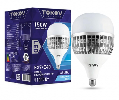 Лампа светодиодная 150Вт HP 6500К E40/E27 176-264В TOKOV ELECTRIC TKE-HP-E40/E27-150-6.5K TKE-HP-E40/E27-150-6.5K