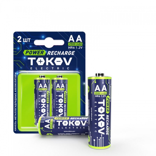 Аккумулятор AA/HR6 2500мА.ч (блист.2шт) TOKOV ELECTRIC TKE-NMA-HR6/B2 TKE-NMA-HR6/B2