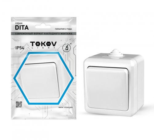 Выключатель 1-кл. ОП Dita IP54 10А 250В бел. TOKOV ELECTRIC TKL-DT-V1-C01-IP54 TKL-DT-V1-C01-IP54