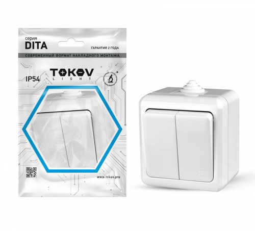 Выключатель 2-кл. ОП Dita IP54 10А 250В бел. TOKOV ELECTRIC TKL-DT-V2-C01-IP54 TKL-DT-V2-C01-IP54