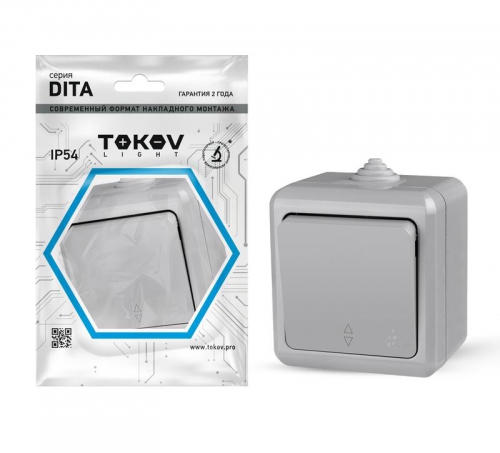 Переключатель 1-кл. ОП Dita IP54 10А 250В сер. TOKOV ELECTRIC TKL-DT-P1-C06-IP54 TKL-DT-P1-C06-IP54