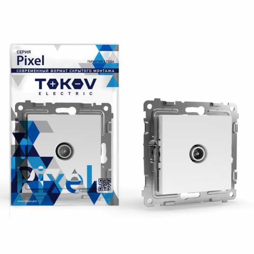 Розетка TV оконечная СП Pixel 1DB механизм бел. TOKOV ELECTRIC TKE-PX-A1O-C01 TKE-PX-A1O-C01