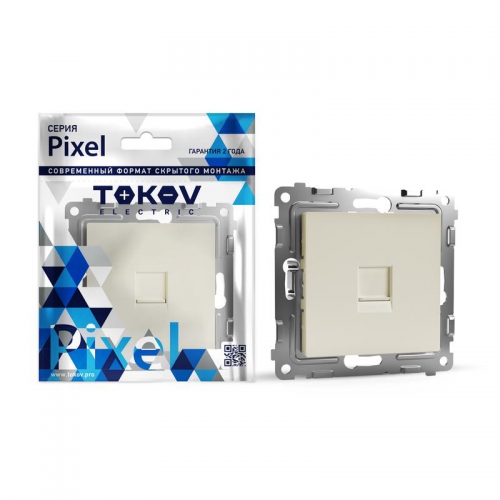 Розетка компьютерная 1-м СП Pixel RJ45 кат.5E механизм беж. TOKOV ELECTRIC TKE-PX-RC1-C02 TKE-PX-RC1-C02