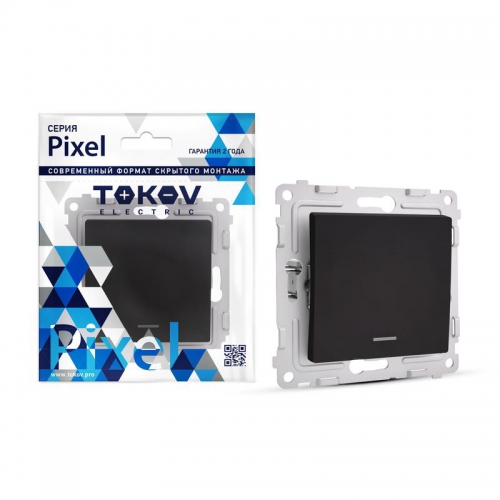Выключатель 1-кл. СП Pixel 10А IP20 с индикатором механизм карбон TOKOV ELECTRIC TKE-PX-V1I-C14 TKE-PX-V1I-C14