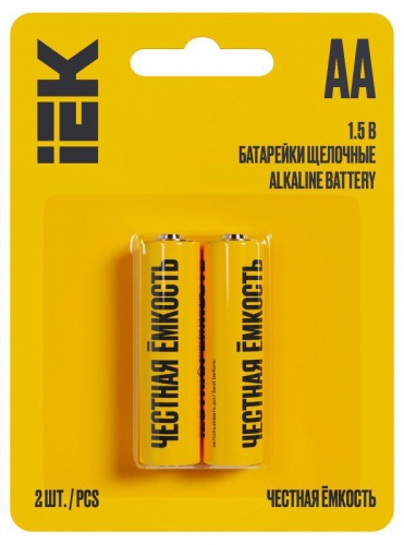 Элемент питания алкалиновый AA/LR6 Alkaline (блист.2шт) IEK ABT-LR06-OP-L02 ABT-LR06-OP-L02