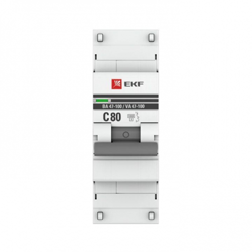 Выключатель автоматический модульный 1п C 80А 10кА ВА 47-100 PROxima EKF mcb47100-1-80C-pro mcb47100-1-80C-pro
