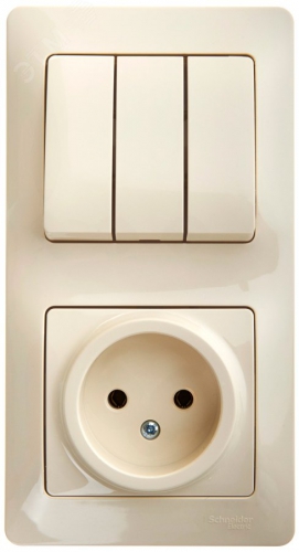 Блок комбинированный Glossa (розетка + 3-кл. выкл.) беж. SE GSL000276 GSL000276