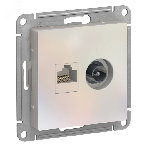 Розетка компьютерная + телевизионная 2-м AtlasDesign RJ45 кат.5E + TV механизм жемчуж. SE ATN000489 ATN000489