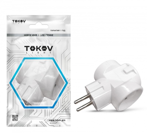 Разветвитель 3-м без заземл. 10А 250В IP20 ABS-пластик бел. TOKOV ELECTRIC TKL-S3C-C01 TKL-S3C-C01