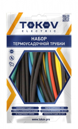 Набор трубок термоусадочных 12/6 100мм 21шт (7 цветов по 3шт) TOKOV ELECTRIC TKE-THK-12-0.1-7С TKE-THK-12-0.1-7С