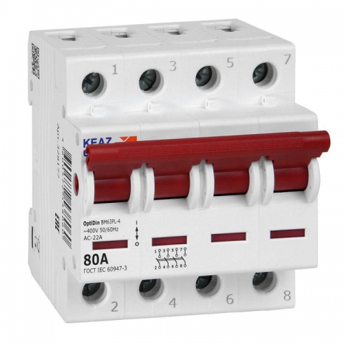 Выключатель нагрузки модульный OptiDin BM63PL-480-УХЛ3 (ВМ63PL) КЭАЗ 328177 328177