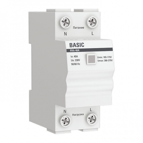 Реле напряжения RVb-40A (сквозное подкл.) Basic EKF rvb-40a rvb-40a