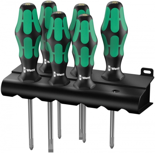 Набор отверток 335/350/355/6 Kraftform Plus Lasertip 6 предметов (PH 1х80/2х100; PZ 1х80/2х100; SL 0.8х4.0х100/1.0х5.5х125) Wera WE-105622 WE-105622